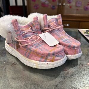 Lamo Pink Plaid Kids Slippers